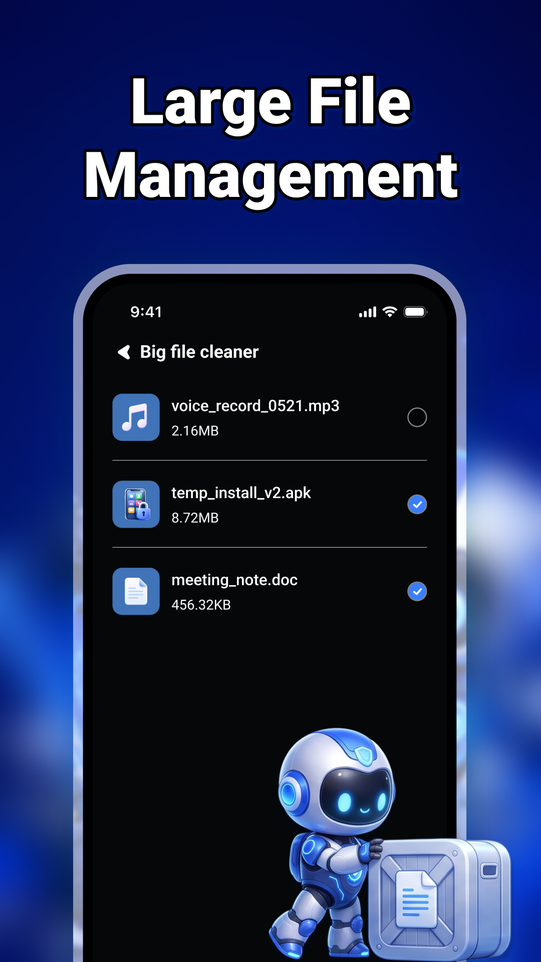 Big File Cleaner screen