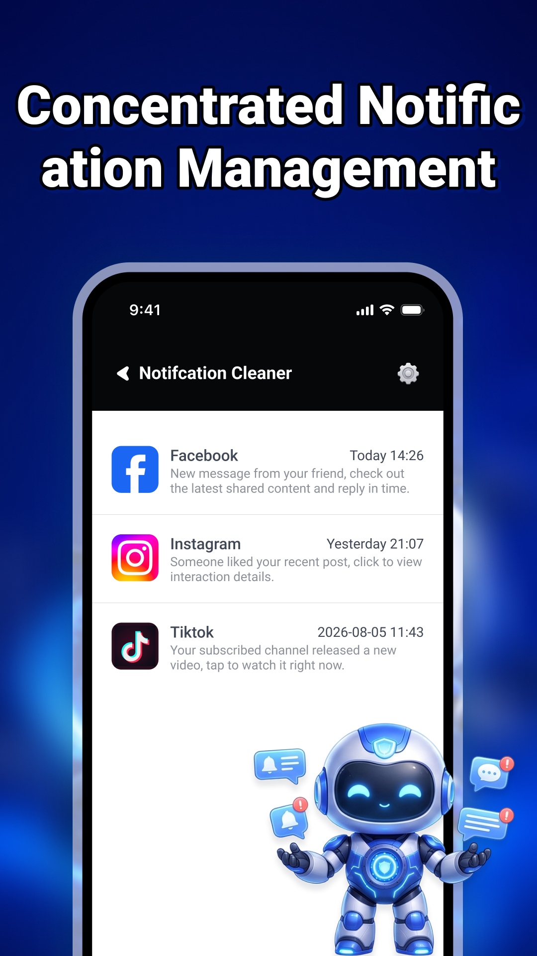 Notification Cleaner screen