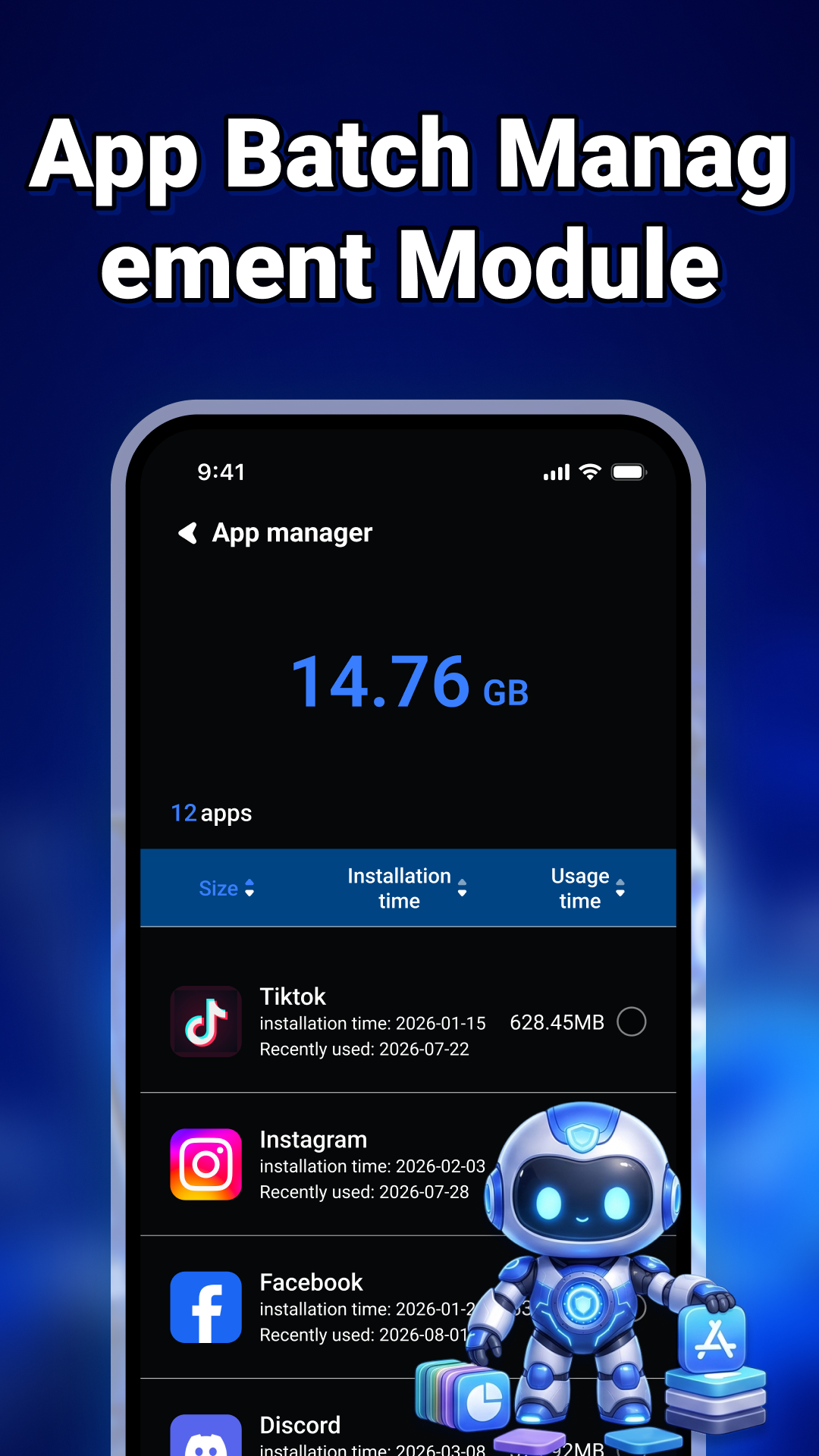 App Manager screen